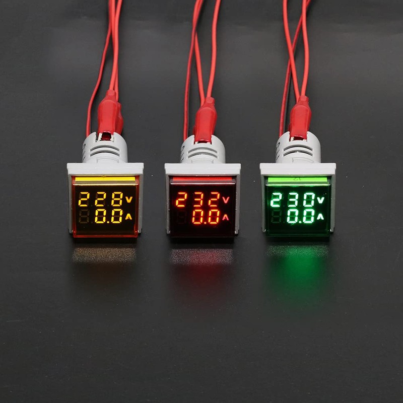DMWD Amp Voltage Meter, 22mm Square Dual Display Panel Voltmeter