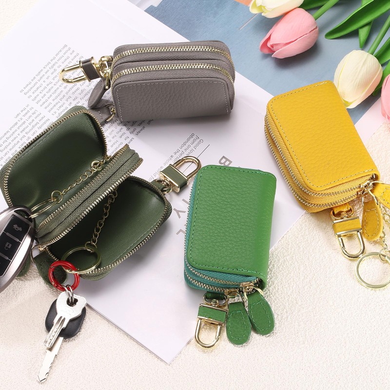 uxcell Genuine Leather Car Key Fob Case, Universal Car Key
