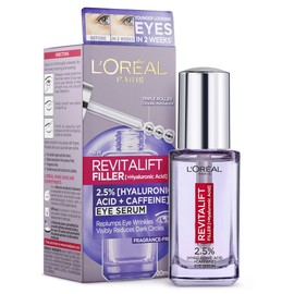 L'Oréal Paris, Eye Serum, Energising & Smoothing, Revitalift Filler 2.5% Hyaluronic Acid + Caffeine, 30 ml