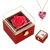 TangDouJM Women's Gifts, Preserved Real Roses with Crystal Necklace Gift