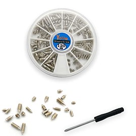 120 tornillos de punta niquelados, accesorios de cuero con ranura cruzada puntiaguda, 12 tamaños, tornillos de cinturón incluyen M2 x 3-M2 x 6, M2.5 x 3-M2.5 x 8, M3 x 3-M3 x 8 con destornillador de 2