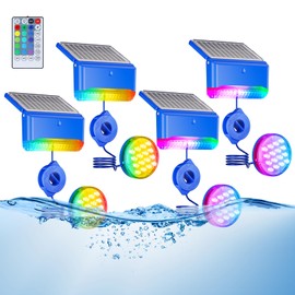 reffmov 2-in-1 Solar Pool Lights,16 Colors Solar Powered Submersible LED Lights with Remote Control&IP68 Waterproof,Swimming Pool Lights for Above Ground Pools,Inground Pools Underwater,Pond(4 Packs)