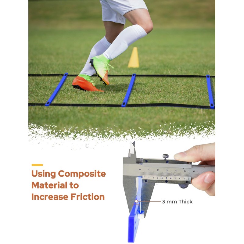 GHB Agility Ladder,Football Training Equipment Set,4 Agility Hurdles, 20 feet12