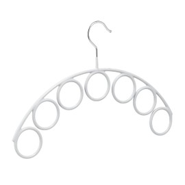 2 x Scarf Holders, Rubberised, Non-Slip, 7 Rings for Scarves and Scarves, Scarf Hangers H x W 24.5 x 38 cm, Diameter 5 cm, Light Grey