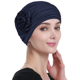 Chemo Head Cover Comfort Daywear for Bald Women with Thin Hair Navy Blue