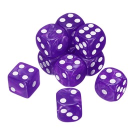 sourcing map 10Pcs 6 Sided Colored Standard Dice, Acrylic D6 Mini Polyhedral Pearl Pattern Game Dice Set for Table Games or Math Learning, Purple/White Point