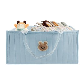 LGHWKETH Baby Diaper Caddy Organizer Large Capacity Baby Diaper Caddy Basket Portable Baby Shower Basket with Handles Multifunctional Baby Diaper Organizer with Removable Divider for Home