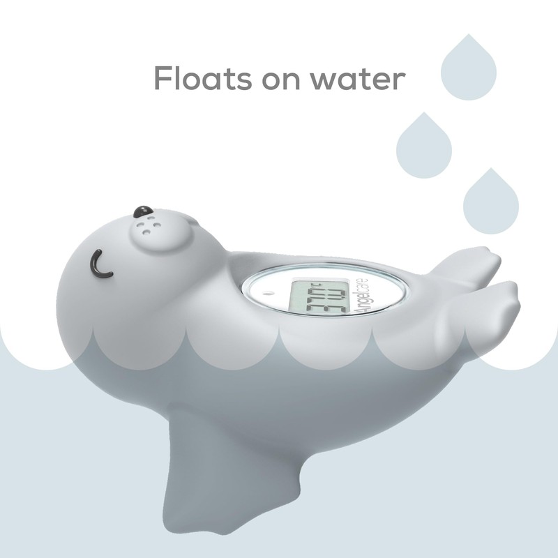 Angelcare Bath and Room Thermometer - Happy Seal, Grey, One