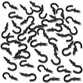 Hulless 100 Pcs 1/2 Inch Metal Cup Hooks Ceiling Screw Hooks for Attachment and Suspension, Black