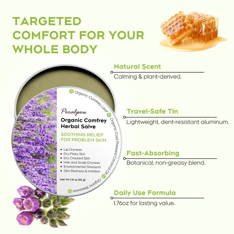 Peralpow Organic Comfrey Herbal Salve - Soothing Care for Various