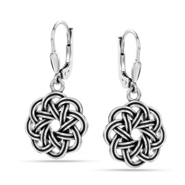 LeCalla Sterling Silver Celtic Knot Drop Earrings | Antique Jewelry Lightweight Leverback Celtic-Knot Dangle Earring for Women - 32mm