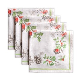 Maison d' Hermine Napkins 100% Cotton Set of 4 Decorative Cloth Napkin Washable Dinner Napkins for Gifts, Holiday, Dinner, Wedding & Dining, Christmas Dew - Thanksgiving/Christmas(20”x20”)