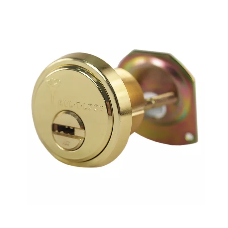 Mul-T-Lock Junior Polished Brass Rim/Mortise Cylinder With 2 Keys -