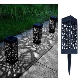 MaoTopCom 6-Pack Hollow Out Square Solar Pathway Lights Outdoor, Solar Powered Waterproof Landscape Lighting Dusk to Dawn Garden Lights for Patio Lawn Yard Path Walkway Driveway (Daylight White)