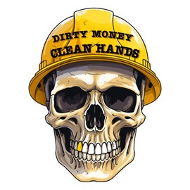 Dirty Hands Make Clean Money Skull Mechanic Sticker Technician 5 inch / 4 Pack