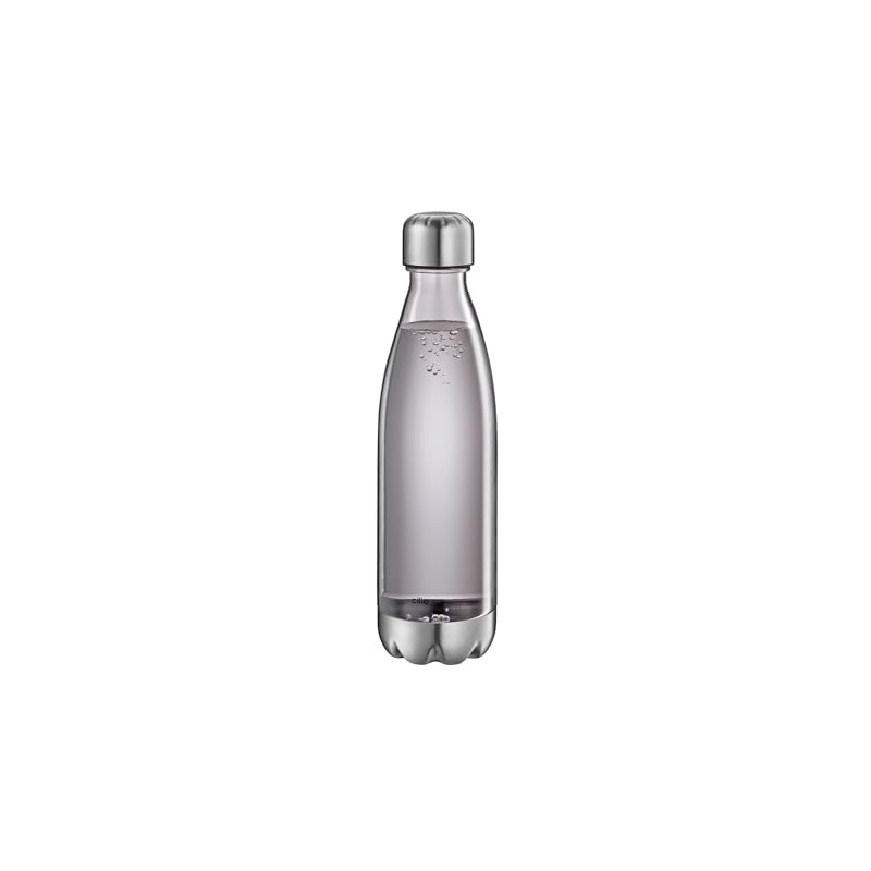 cilio Elegant Grey Transparent Drinking Bottle, 700 ml, Tritan/Stainless Steel