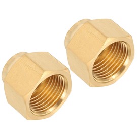 PATIKIL Brass Flare Cap, 2pcs 1/2" Tube OD SAE 45 Degree Brass Pipe Fittings Hex Tubing Fittings Threaded Sealing End Cap for Refrigeration Gas Hydraulic