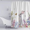 ZCHOMI Spring Easter Bunny Shower Curtain Cute Rabbit Floral Plant
