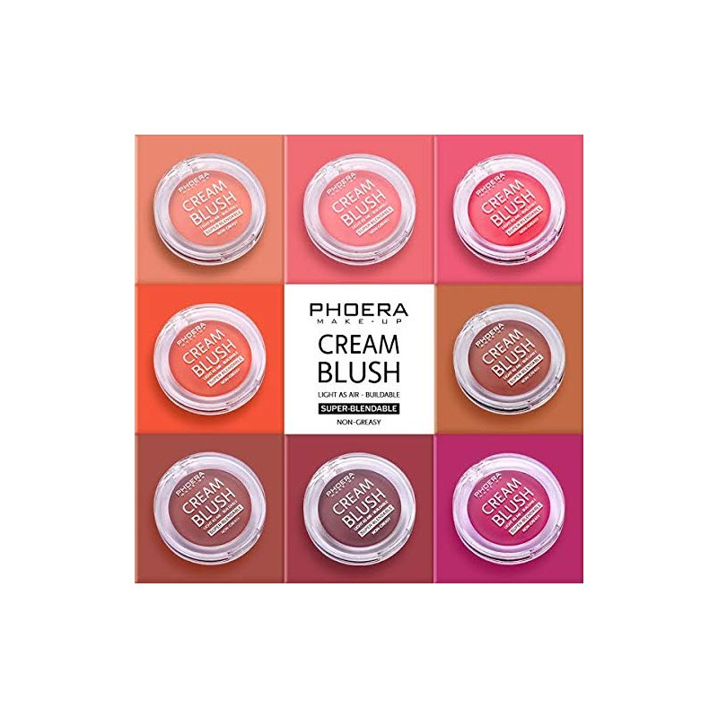 PHOERA Makeup Face Cheek Blush Cream Matte Blusher Super blend-able