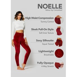 Conceited Velvet Leggings for Women - Premium Ultra-Soft Warm Velour Pants - Burgundy - Small