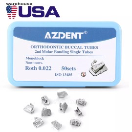 AZDENT Dental Orthodontic Buccal Tubes 2nd Molar Monoblock Roth 022 Bondable