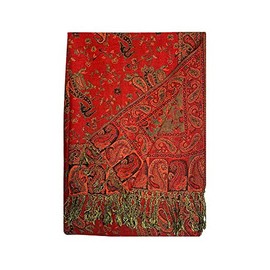 CCFW Fashion Silky Soft Tapestry Ethnic Pashmina Scarf Shawl Wrap (01 Red)