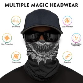 Neck Gaiter for Men Women Headwear Bandana Head Wrap Face Scarf Mask Cover Warmer Balaclava-Seamless & Versatile