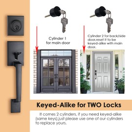 NEWBANG HARDWARE Traditional Style Keyed Entry Door Handleset with Lever Handle in Matte BlackZSCYMDHST2010DB Keyed Entry Handleset