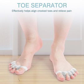 2 Pcs Toe Spacers for Women and Men - Metatarsal Yoga Cushion - Therapeutic Stretchers for Plantar Fasciitis, Bunions, Silicone Toe Separators (white, Medium)