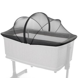 BEBONO Bassinet Cover to Keep Cats Out, Mosquito Net Cover with 2-Way Zipper for Baby Crib, Black