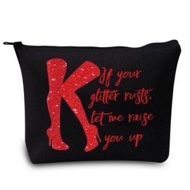 LEVLO Broadway Red Boots Cosmetic Make Up Bag Boots Queen Fans Gift If Your Glitter Rusts Let Me Raise You Up Make Up Zipper Pouch Bag For Women Girls, If Your Glitter Black, Cosmetic Bag