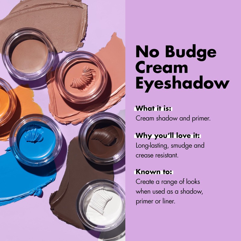 e.l.f. No Budge Cream Eyeshadow, 3-in-1 Eyeshadow, Primer & Liner
