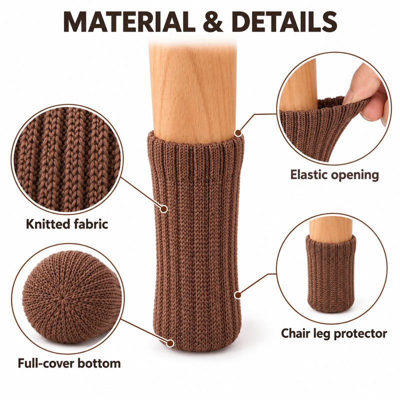 16 Pack Black Chair Leg Socks – Double Thick Knitted