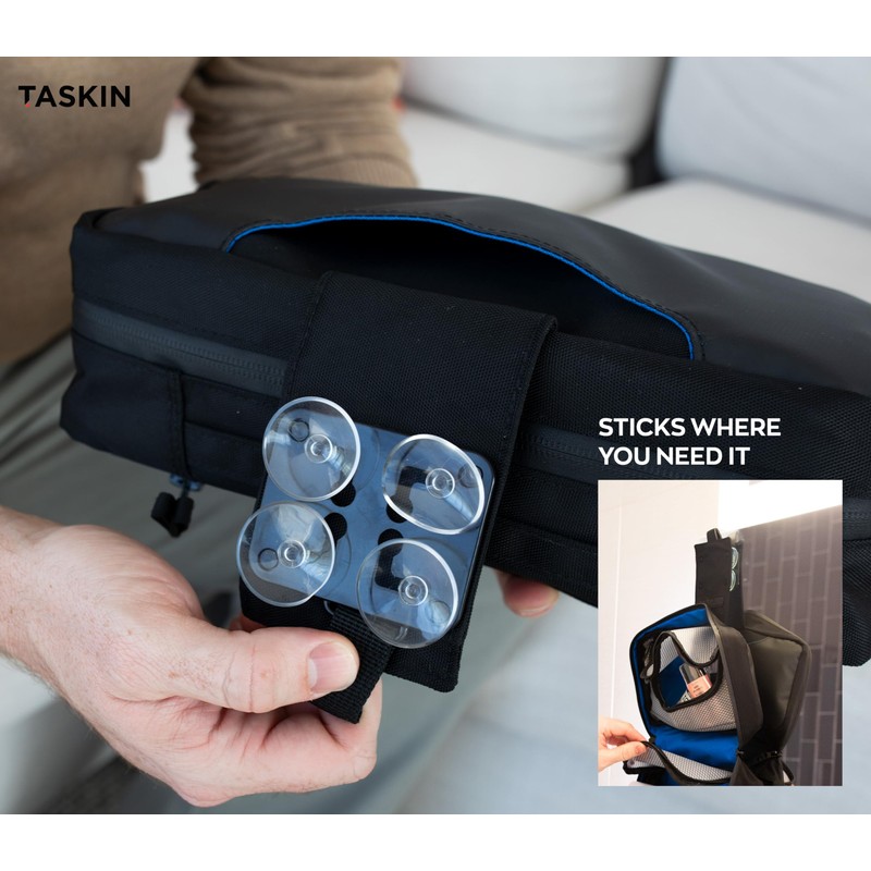 Taskin Xpress Compact Hanging Toiletry Bag w/Built-in 4 Suction Cups