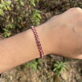 Wedity Classic Sparkling Tennis Bracelet Crystal Wrist Chain Adjustable Hand Accessories Jewellery for Women Girls (fs)