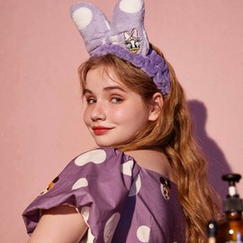 Alle Wonderland Cozy Plush Spa Headband for Makeup, Skincare, Face Washing, and Beauty Routines with kawaii aesthetic details and fairytale allure