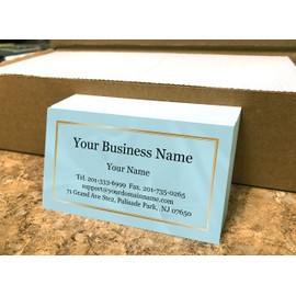 Custom Business Cards 500pcs- Modern Teal Image-16pt cover (129 lbs. 350gsm-Thick paper) Made in The USA
