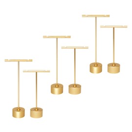 Ugdgtgo Gold Metal Earring T-Bar Display Stand Holder for Retail Selling Jewelry Photography H-4.5inch and 5.3 inch (6, Gold)