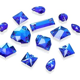 DONGZHOU Glitter Stones for Textiles, Pack of 108 Rhinestones for Sewing with Holes, Mix Shape, Beads, Crystals, Flatback, Glass, Rhinestones, Crystal Gemstones for Costume, Clothing, DIY Crafts