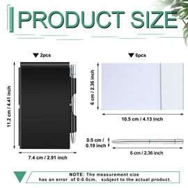 Zonon 6 Pieces Metal Pocket Notebook Aluminum Notepad with Pen and Refillable Paper Flip Notepad Mini Notepad Holder Travel Notepad with Pen Holder for Office Home Travel Gift Supplies