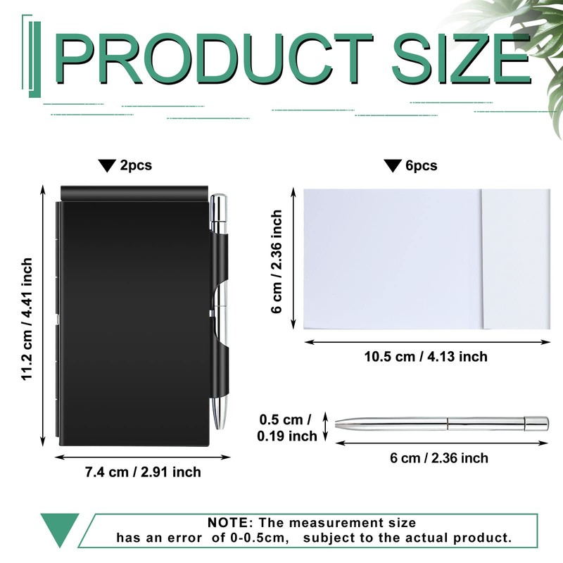 Zonon 6 Pieces Metal Pocket Notebook Aluminum Notepad with Pen