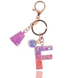 Initial Keychain Letter Alphabet Sweet Bag Charm Key Chain for Women Girl Birthday Gifts