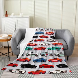Manta de franela de forro polar de dibujos animados, para todas las estaciones, manta de cama para sofá o cama, sofá, color rojo de carreras deportivas, estilo competitivo, decoración de recámara, 40