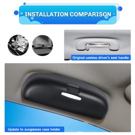 SXCY Fit for 2024 2023 Hyundai Tucson Accessories Glasses Holder Box Custom Fit 2023 Tucson Accessories 2024 Santa Cruz Sunglasses Case Holder for 2024 Tucson Grab Handle Storage Box Nonslip Black Mat