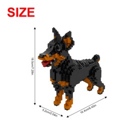 Larcele Mini Building Blocks Animal Set, DIY Micro 3D Building Toy Bricks,957 pcs KLJM-05 (Dobermann)