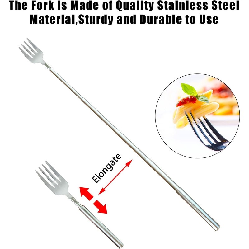2PCS BBQ Toasting Forks, Extendable Stainless Steel Long Handle Fork,