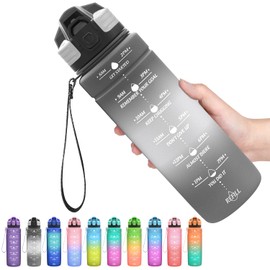 Coolfel Sports Water Bottle, 1 Litre 500 ml, Children's Leak-Proof Motivational Water Bottle with Time Marking, BPA-Free, Tritan Drinking Bottle for Girls, Boys, School, Cycling, Gym, Fitness