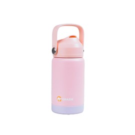 Grazie 12 oz Stainless Steel Insulated Water Bottle for Kids – Double Layer Reusable Mini Tumbler with Lid and Straw, Spill-Resistant, BPA Free – Simple Modern Design (Ligth Pink)