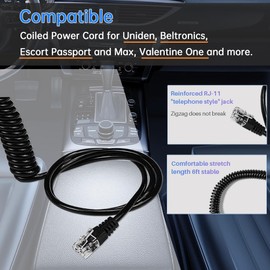FouceClaus - Cable cargador de energía para detector de radar Escort Valentine One V1 Beltronics Uniden R3/R4/R7/R8, pasaporte y más, adaptador de corriente para detectores de radar RJ11 con puertos