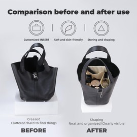 XYJG Purse Handbag Silky Organizer Insert Keep Bag Shape Fits Herme Picotin 14/18/22/26 bags, Luxury Handbag Tote Lightweight Sturdy(Craie,PC 22)